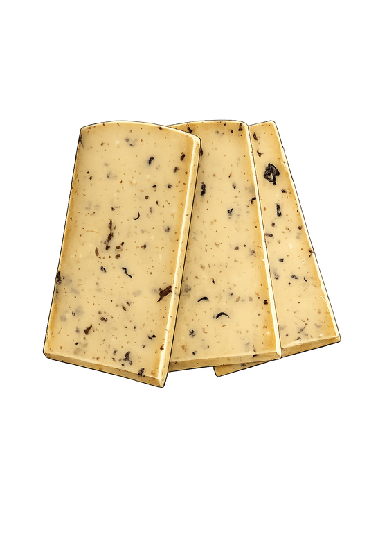 Raclette Morchel-Steinpilz – drei Käsescheiben mit Waldpilzen